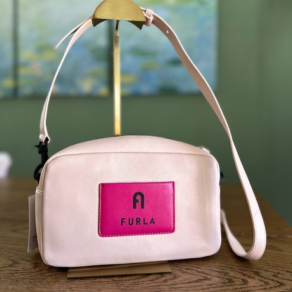 NWT! Furla Iris Logo Patch Crossbody Bag -Pink